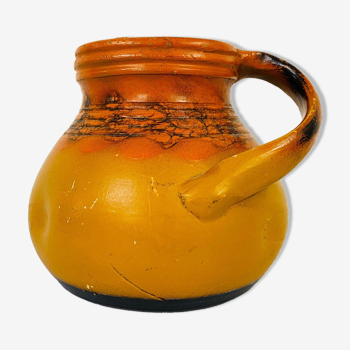 Vase art déco en céramique orange et ocre
