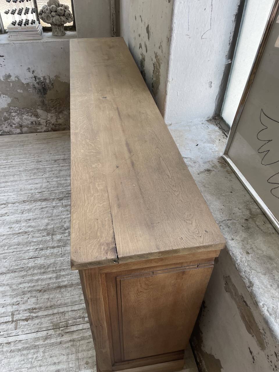Oak sideboard with glass doors