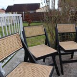 4 chaises pliantes en rotin et bois noir par H&M