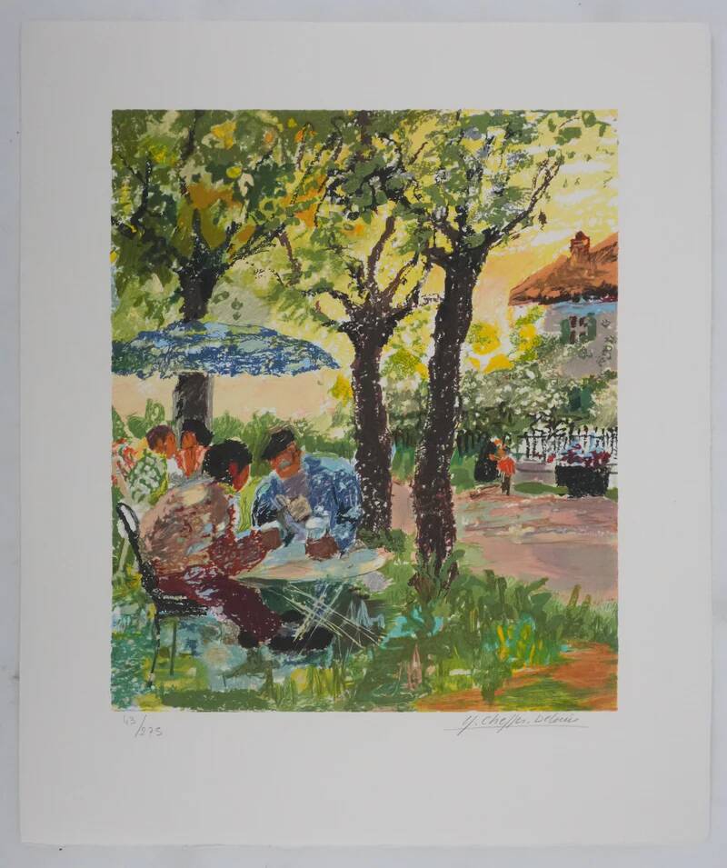 Yvonne Cheffer Delouis: Tea Time, original signed lithograph