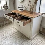 Meuble de métier enfilade patine blanche