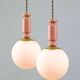 Mid-Century Italian Brass & Opaline Glass Pendant Lamps, Set of 2