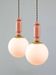Mid-Century Italian Brass & Opaline Glass Pendant Lamps, Set of 2