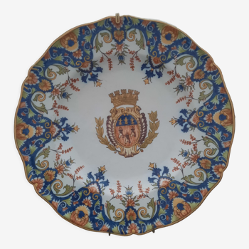 Decorative plate signed ff with coat of arms city of tours