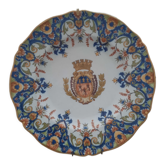 Decorative plate signed ff with coat of arms city of tours
