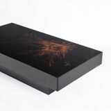 Vintage coffee table. Black lacquered wood with design by H D. France, 1980s