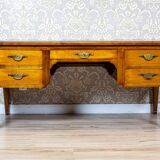 Vintage Grand Ash Prewar Desk with Brass Fillings, 1930s
