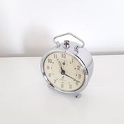 Old mechanical alarm clock jaz ruzic ''repetition'' chrome metal, 1965