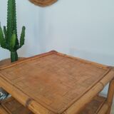 Square bamboo coffee table 70s - vintage