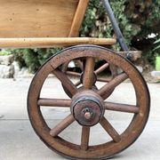 19th century cart in wood and wrought iron, garden cart, storage