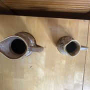 Pair of Barrel-Shaped Pitchers REVOL Flamed Ceramic 1/4 Litre Vintage