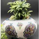 Late 19th century glazed earthenware planter, Longwy enamel style - 648003