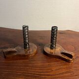 Pair of duo candlesticks wooden cellar rat candlesticks