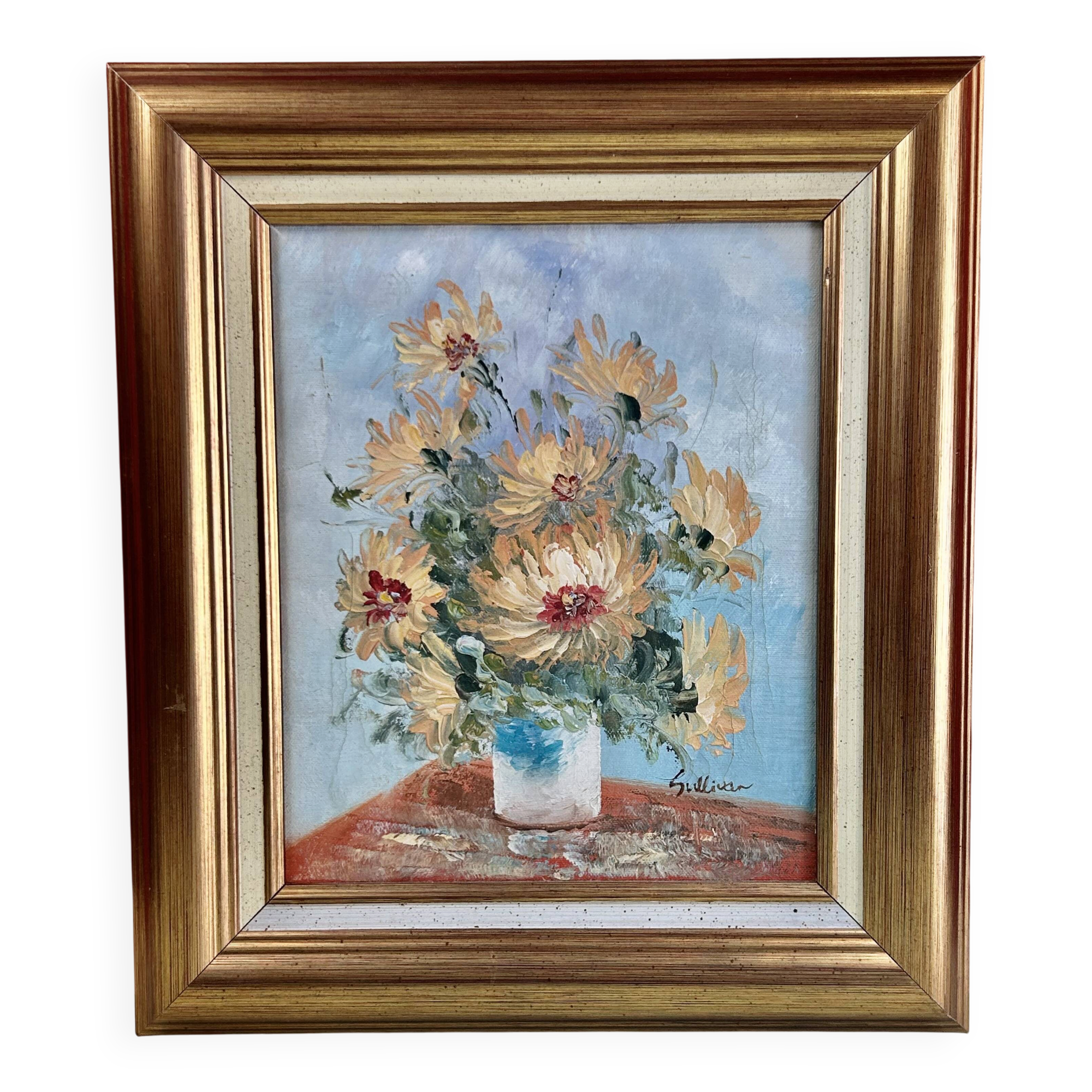 Oil painting on canvas, Bouquet of Flowers, Signed Sullivan