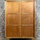 2 Door Wardrobe - Oak and Rattan - Compass Feet - Vintage 50/60's