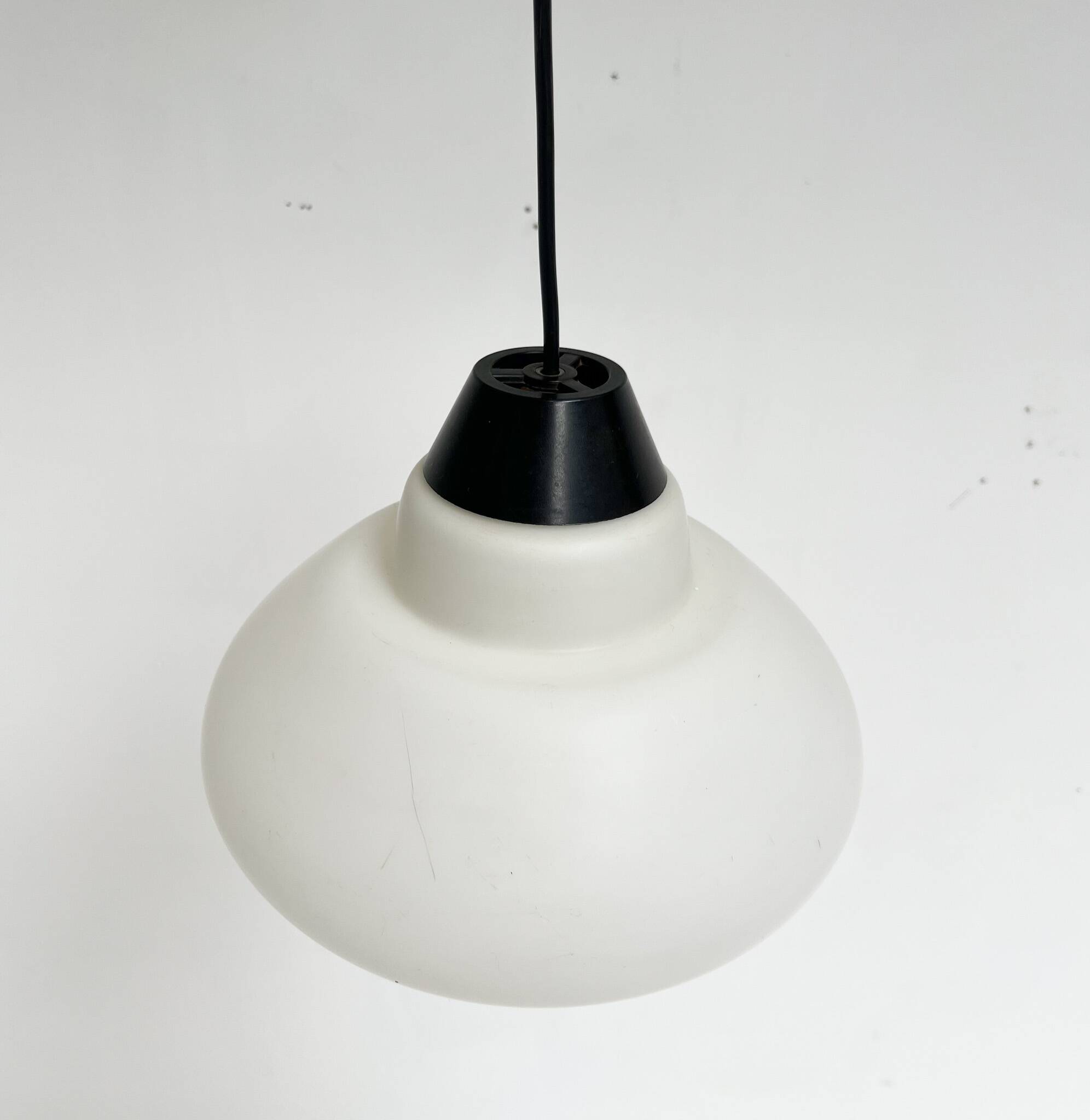 Round opal glass ceiling lamp by Philips, 1950s