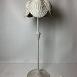 Mid-century French rattan wicker boho floor lamp, 1950s-1960s