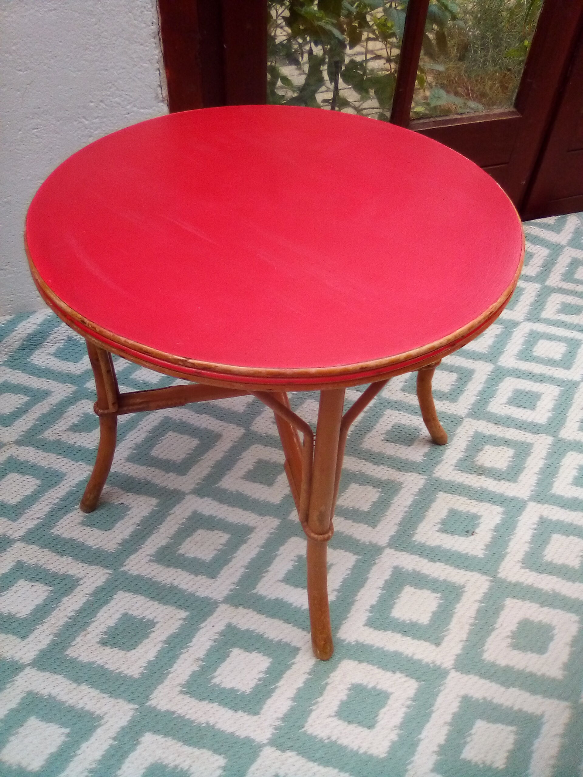 60s rattan coffee table