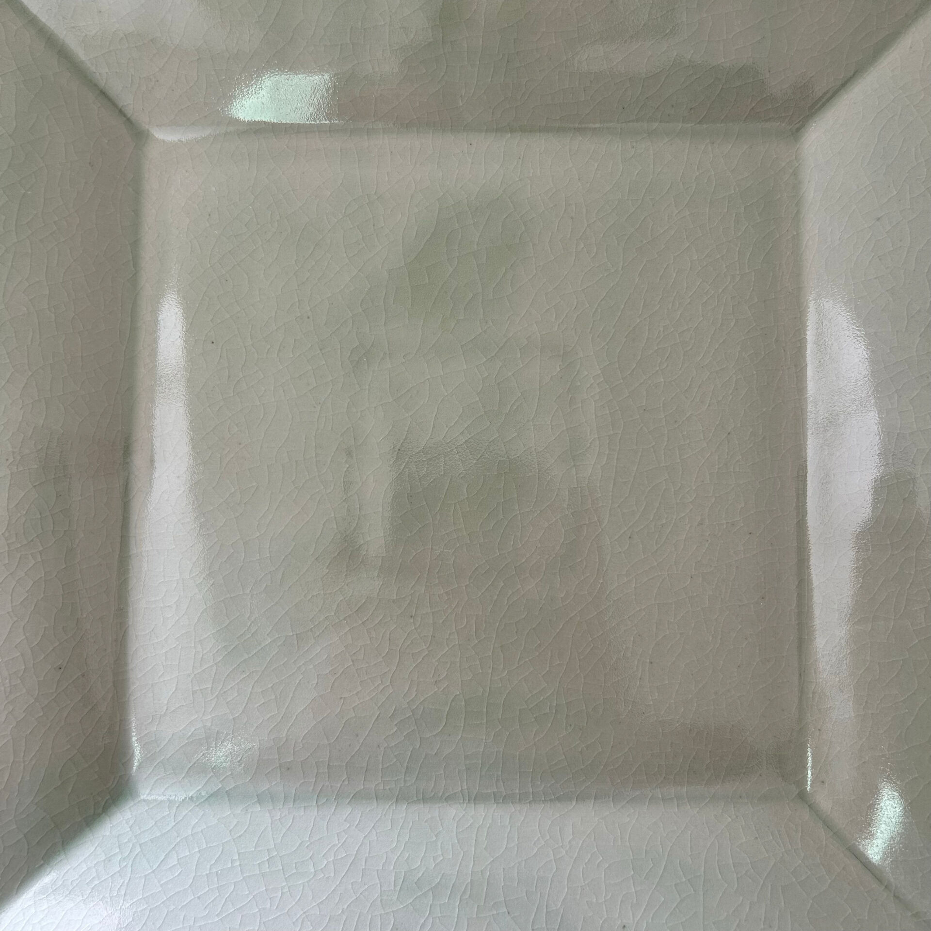 Large celadon square plate