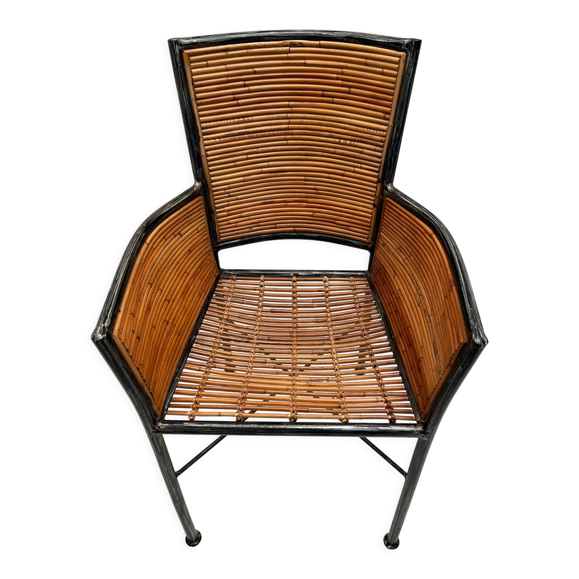 Bamboo and iron armchair