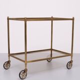 Hollywood Regency Brass Serving Trolley 1970s