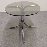 Space age coffee table in tubular and smoked glass, 60s-70s