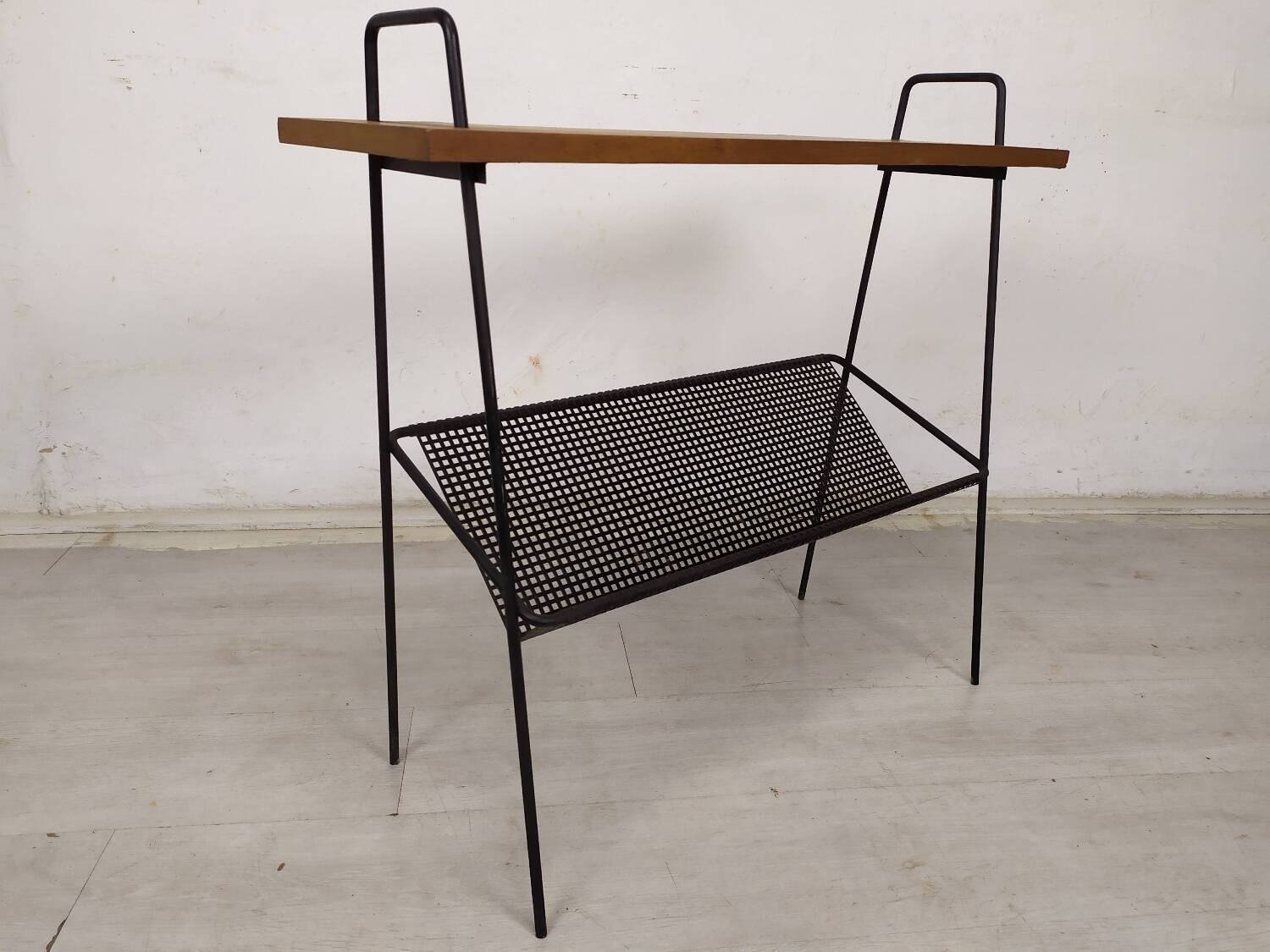 Vintage metal wood magazine rack