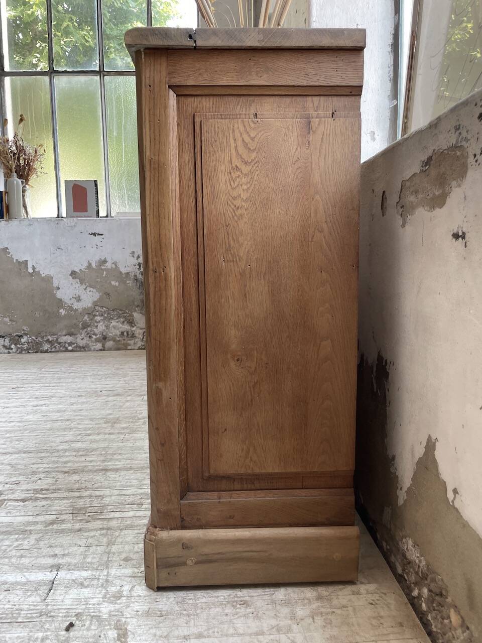 Oak sideboard with glass doors