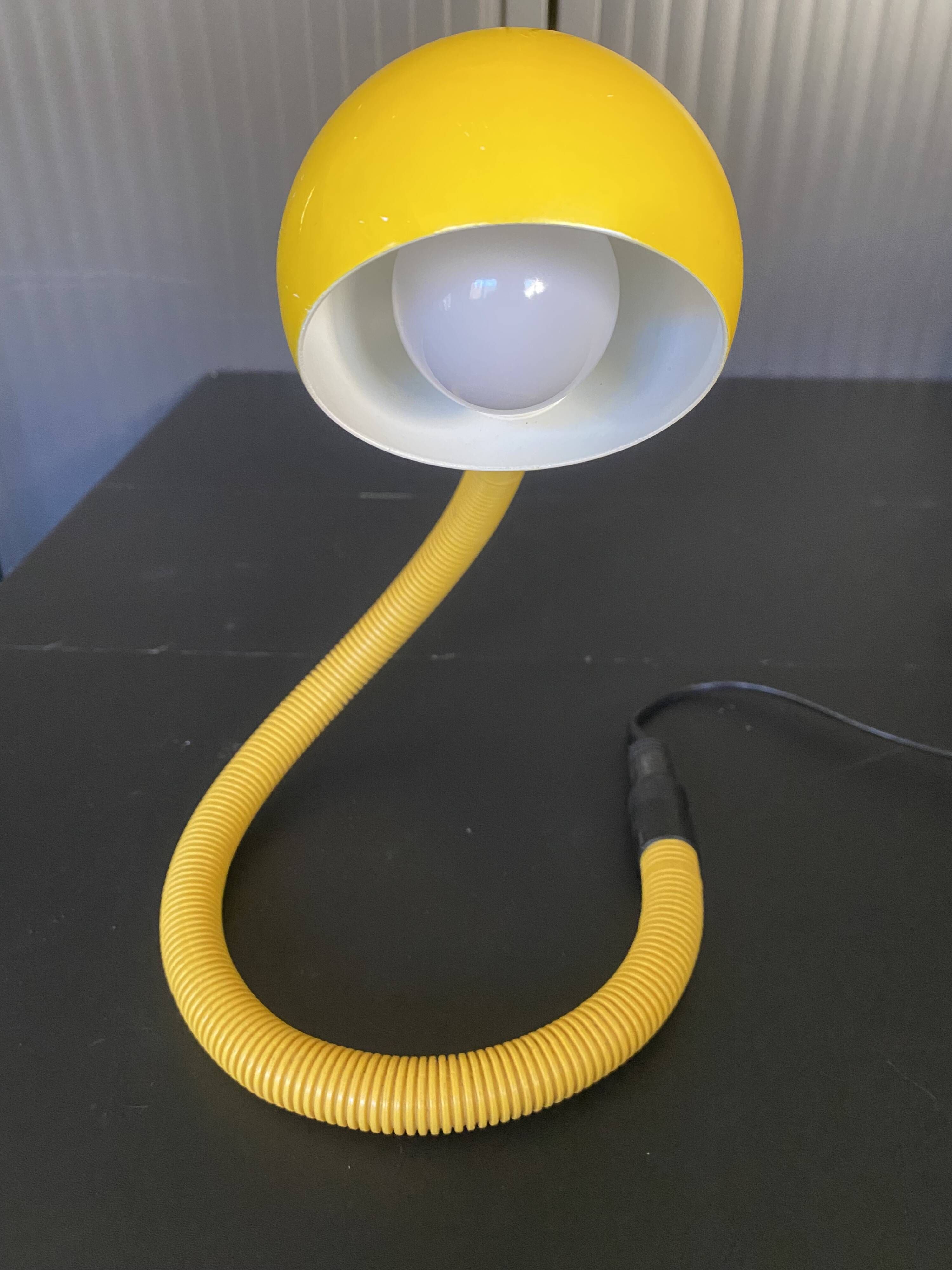Yellow Hebi lamp by Isao Hosoe for Valenti, vintage pop yellow from the 1970s.