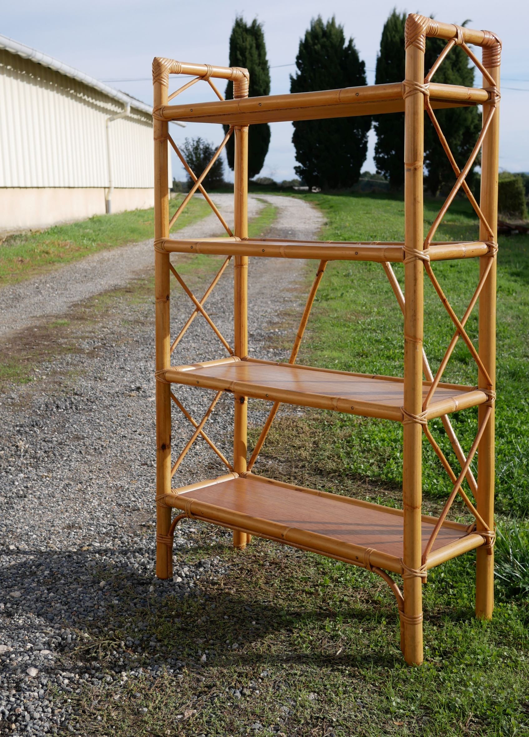 Vintage rattan shelf