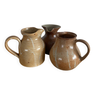 Trio of vintage stoneware jug vases