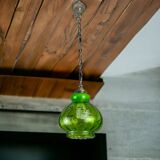 Green glass farmhouse hanging lamp