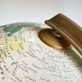 Globe earth luminous italy vintage wood