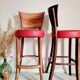 Lot de 5 tabourets hauts de bar bois et assise cuir