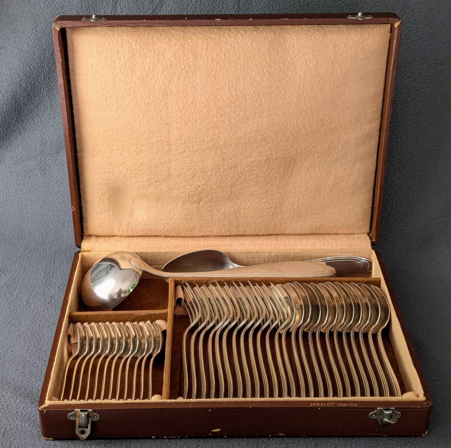 Silver-plated cutlery set, 38 pieces, Goldsmith Apollo, Art Deco, 1920s/1930s