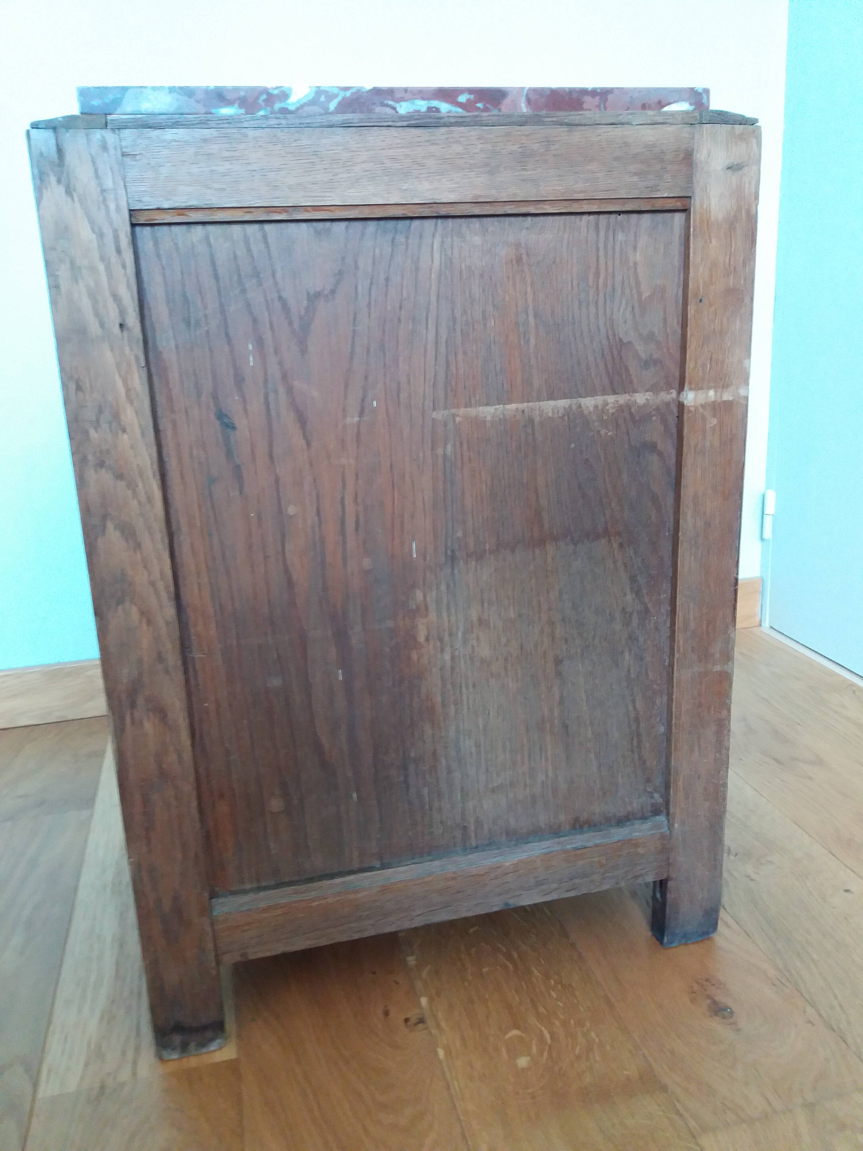 Art deco bedside table marble and wood