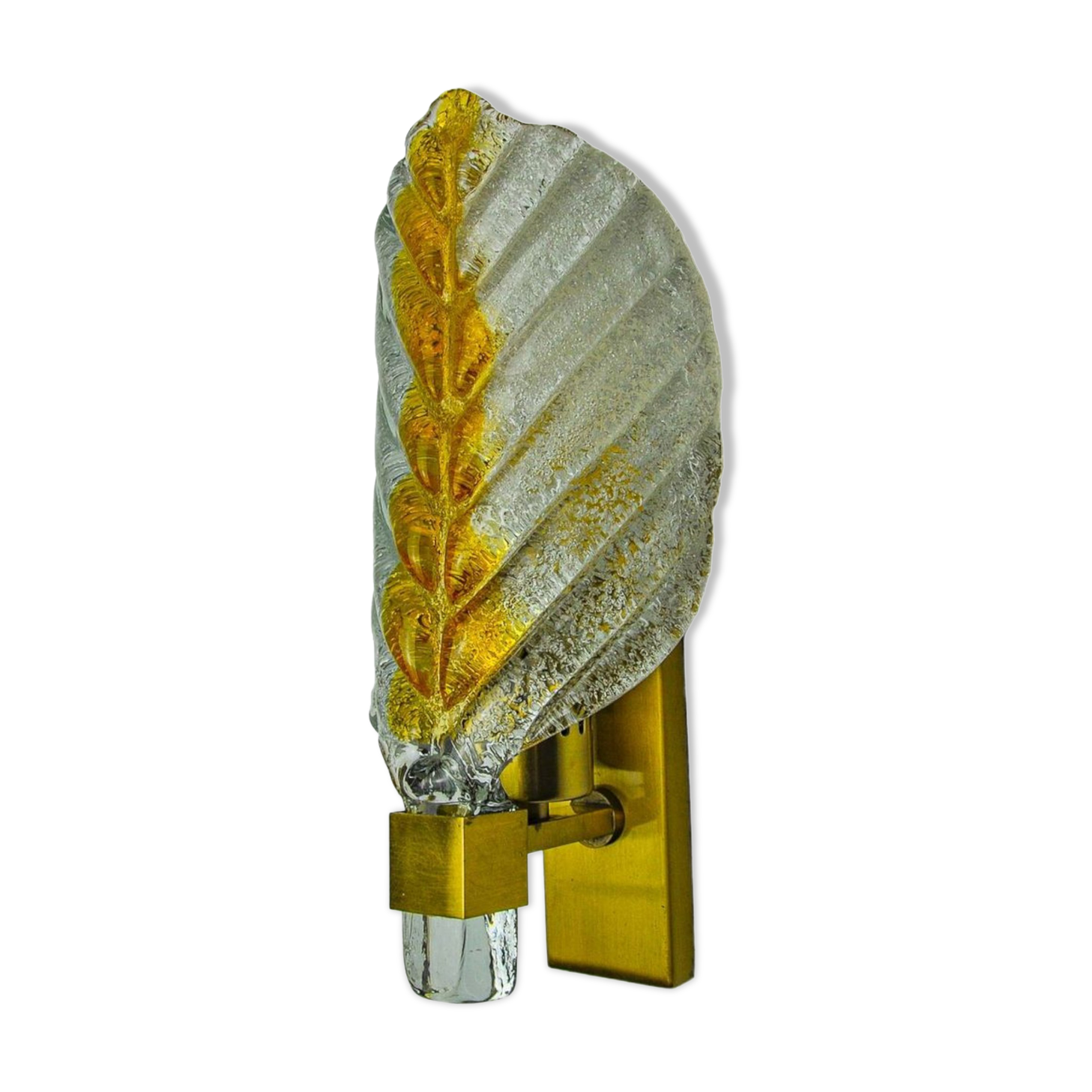 Recessed "leaf" wall light by Mazzega, orange frosted Murano glass, Italy, 1970