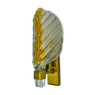 Recessed "leaf" wall light by Mazzega, orange frosted Murano glass, Italy, 1970
