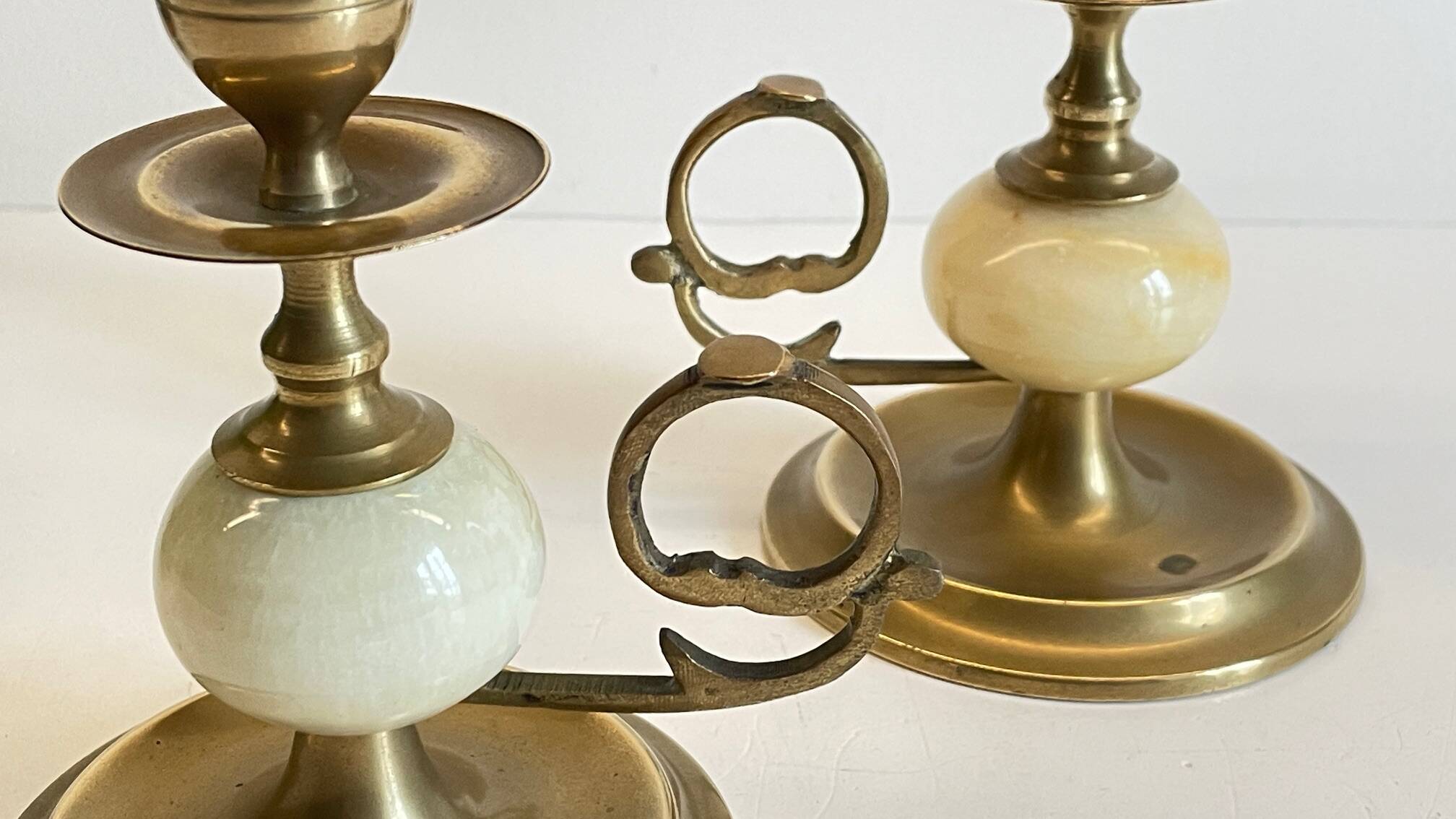 BOUGEOIRS Vintage Onyx Marble and Brass