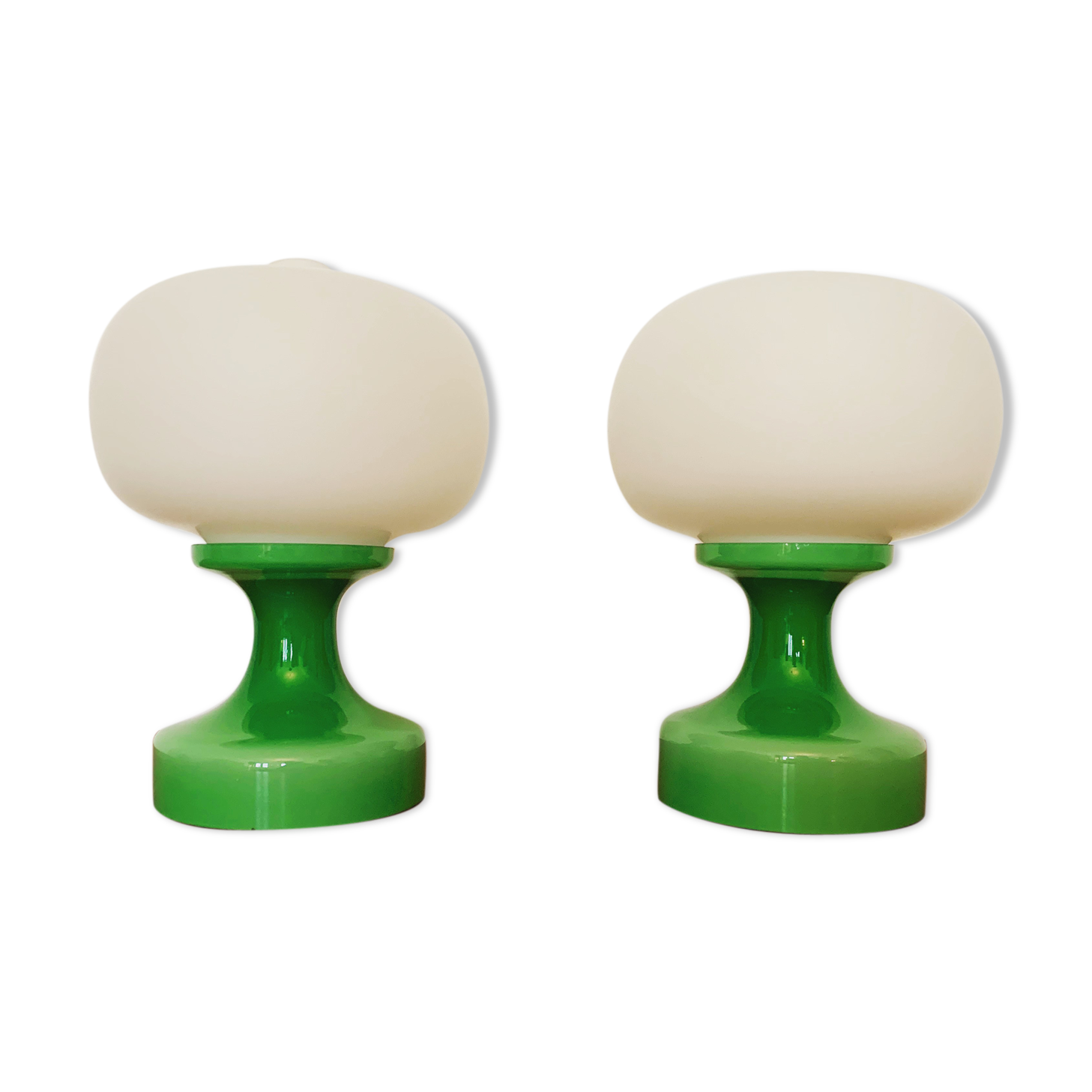 Czech Set of 2 Mid-Century Modern glass table lamps by Ivan Jakeš