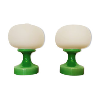 Czech Set of 2 Mid-Century Modern glass table lamps by Ivan Jakeš