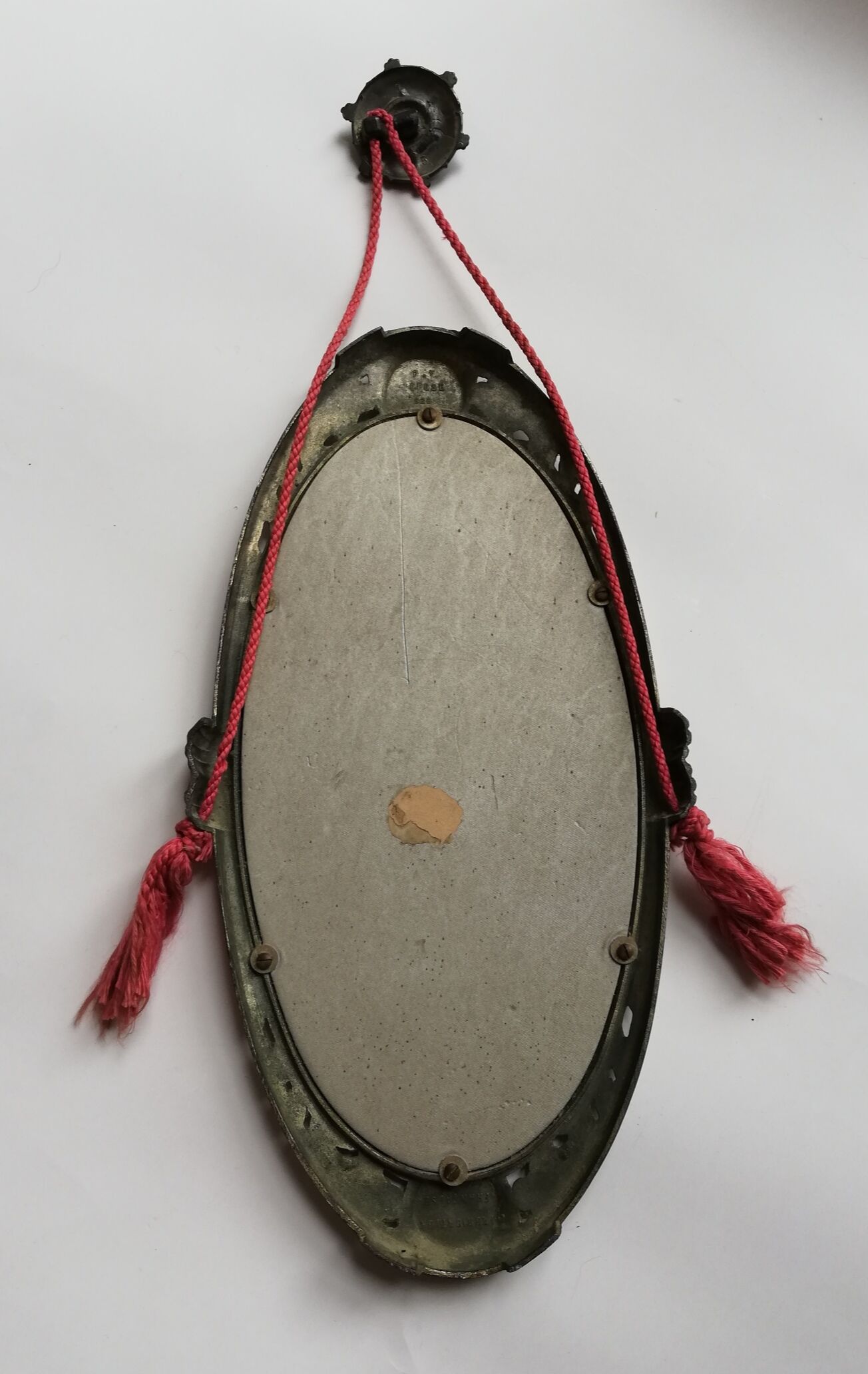 Cast iron art deco bevelled mirror - 39x21cm