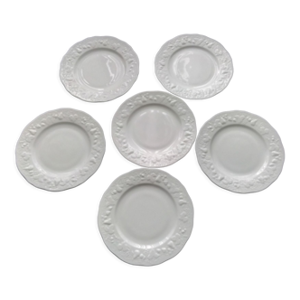 Set of 6 Limoges porcelain dessert plates P.Deshouillières Mod California