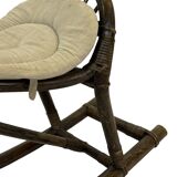 Midcentury bamboo rattan rocking horse 60's design children
