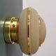 Vintage Art Deco globe wall/ceiling light in frosted yellow and gold glass.