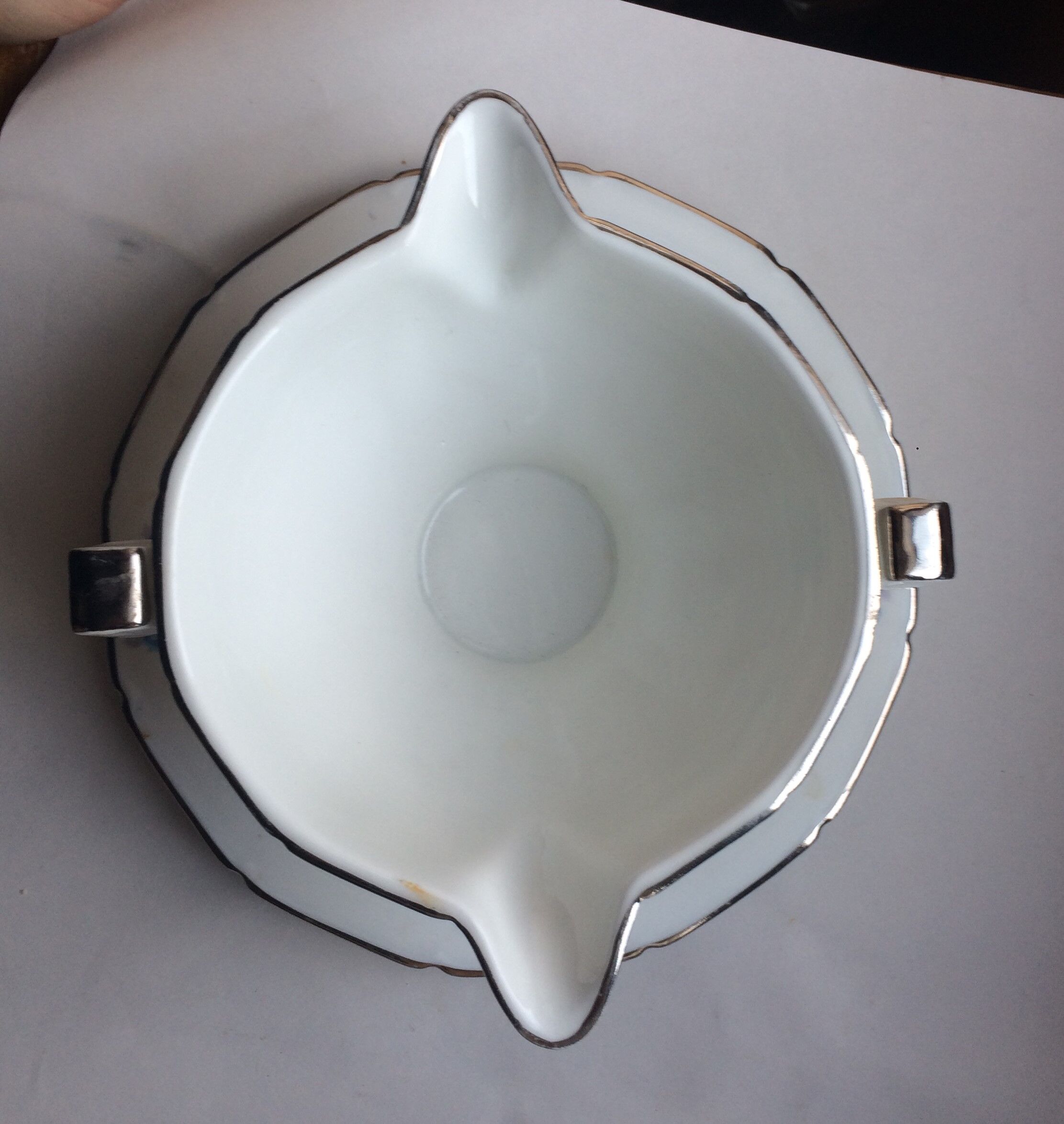 Old porcelain sauciere from Sologne Maison Lamotte