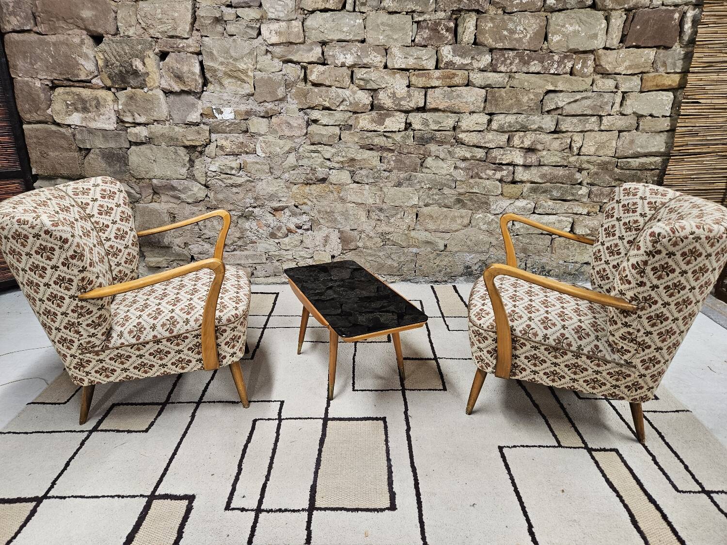 Pair of 1960 flowered armchairs