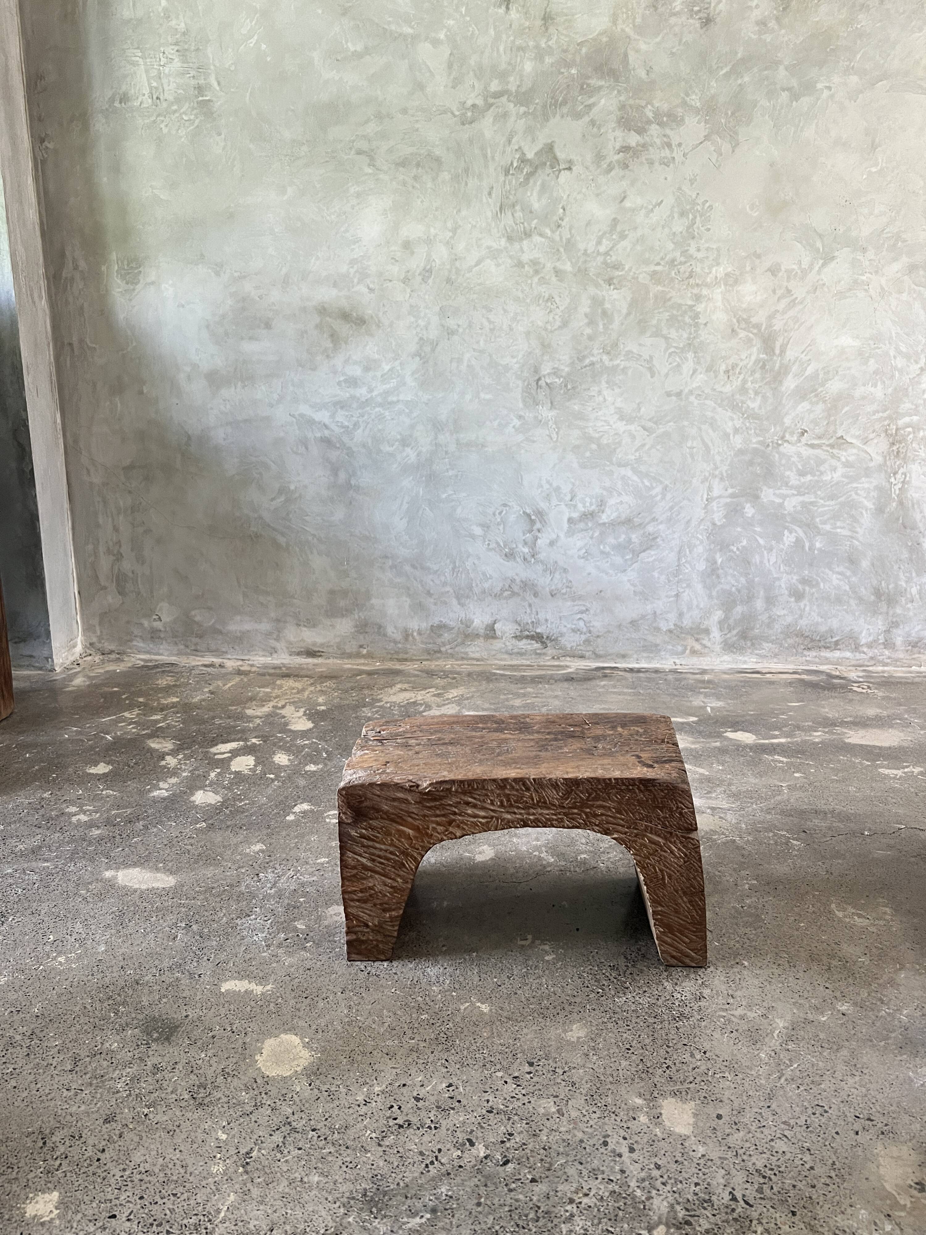 Low stool in old Asian monoxyl teak