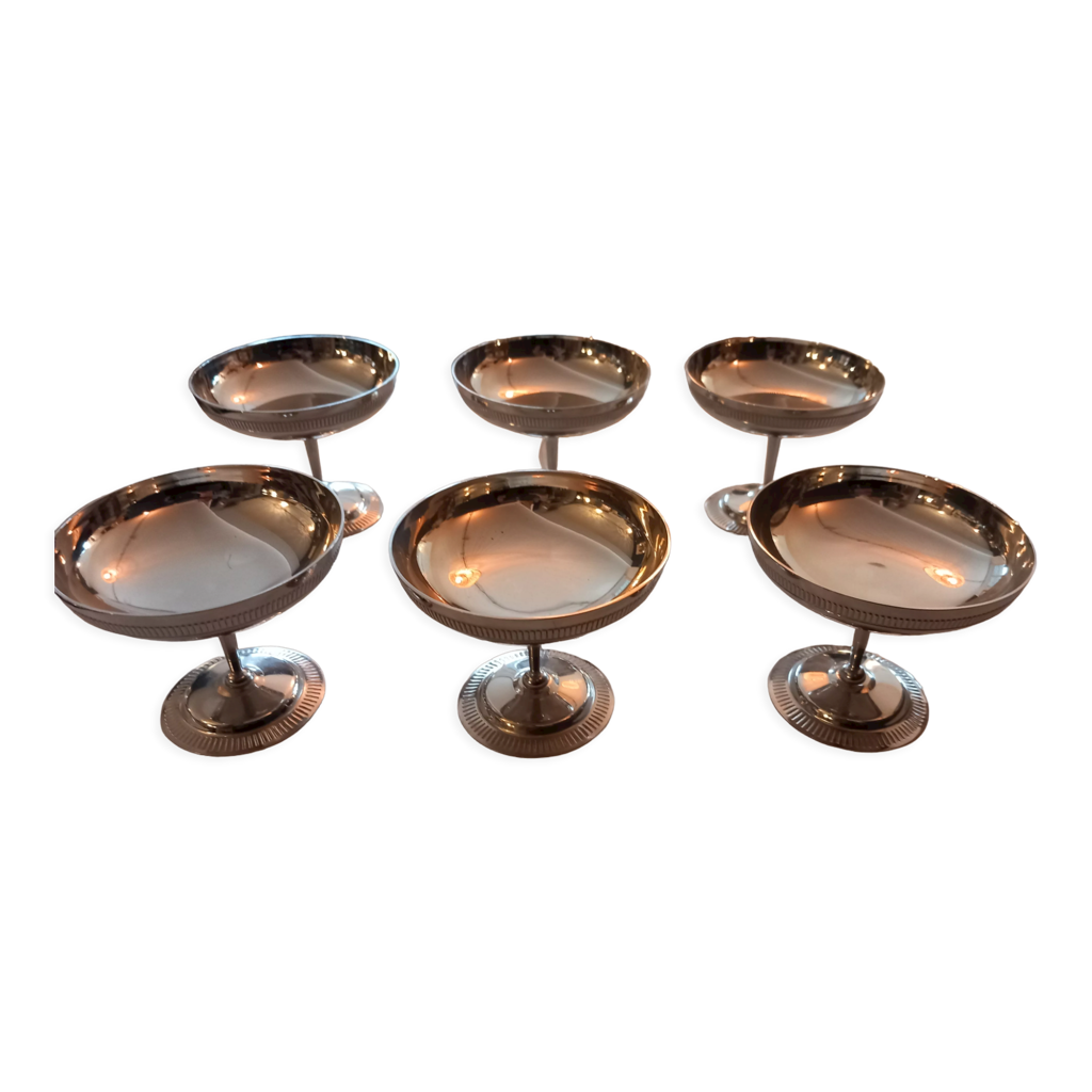 Lot De 2 Coupes à Glace Vintage Jean Couzon En Inox - Très Bon état