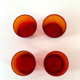 Set of 4 glasses, translucent oranges - vintage 1970